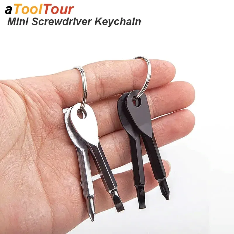 Jeu de tournevis portables à tête fendue et cruciforme, porte-clés, mini tournevis de poche, outil de réparation, gadget EDC compact