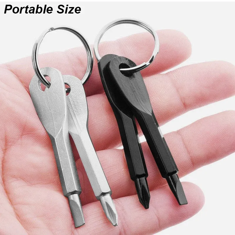Jeu de tournevis portables à tête fendue et cruciforme, porte-clés, mini tournevis de poche, outil de réparation, gadget EDC compact 3