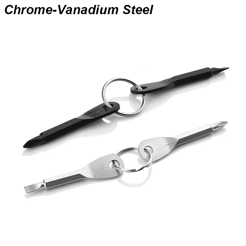 Jeu de tournevis portables à tête fendue et cruciforme, porte-clés, mini tournevis de poche, outil de réparation, gadget EDC compact 5