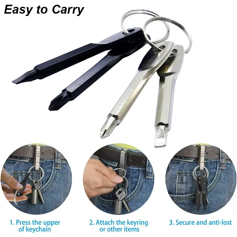 Jeu de tournevis portables à tête fendue et cruciforme, porte-clés, mini tournevis de poche, outil de réparation, gadget EDC compact 6
