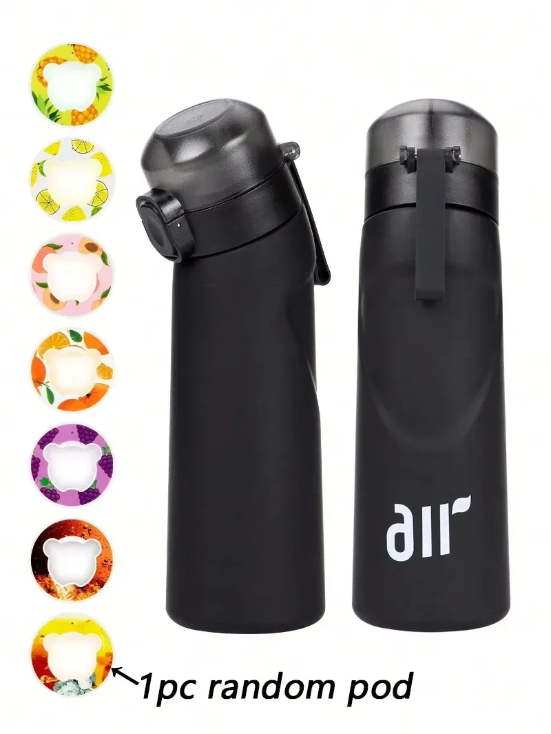 Bouteille d'eau portable transparente avec paille anti-fuite et dosette de saveur aléatoire, adaptée aux sports de plein air - Image 1