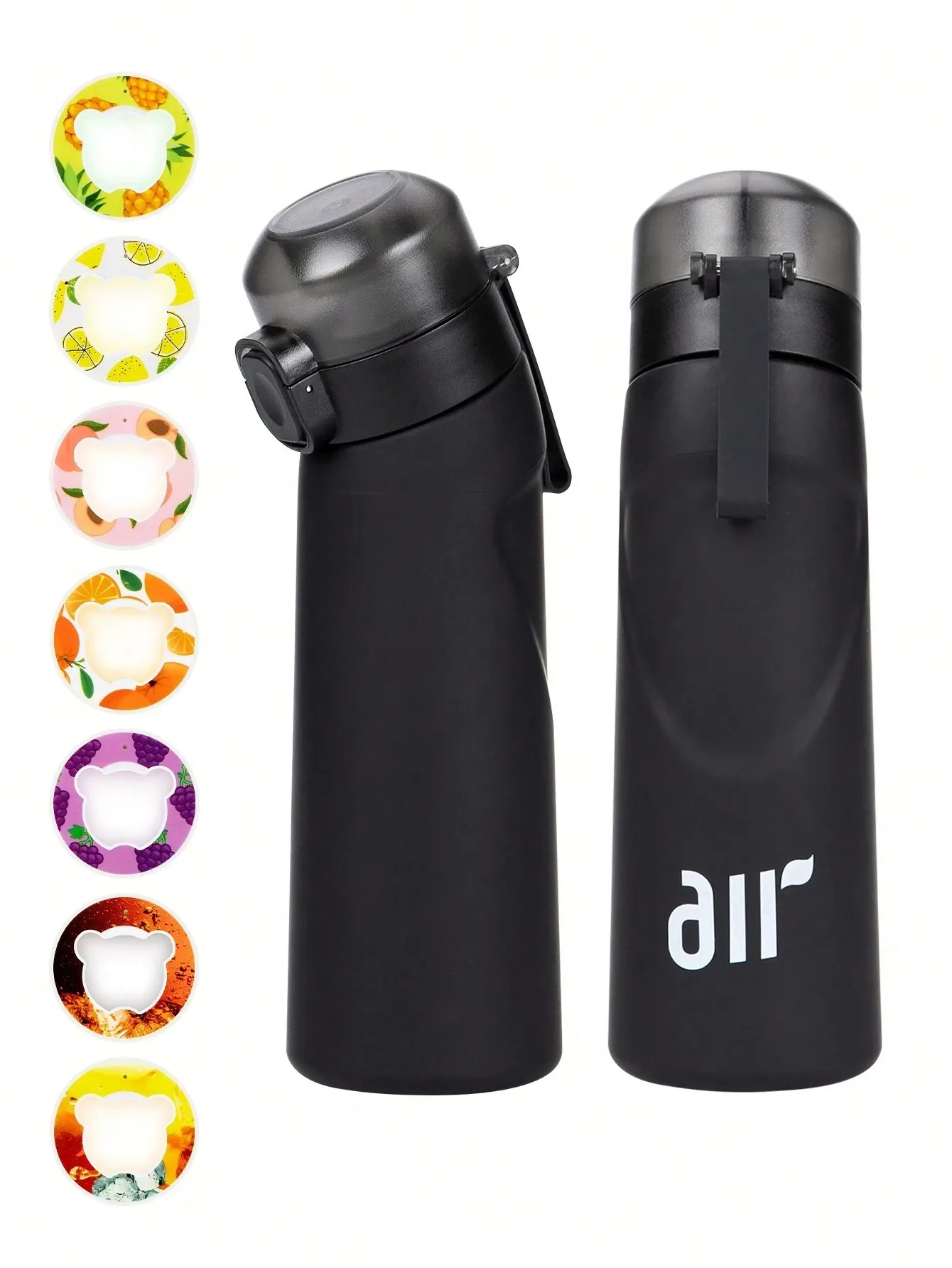 Bouteille d'eau portable transparente avec paille anti-fuite et dosette de saveur aléatoire, adaptée aux sports de plein air 13