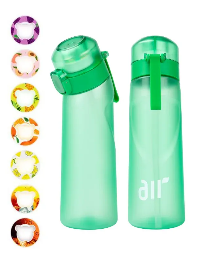 Bouteille d'eau portable transparente avec paille anti-fuite et dosette de saveur aléatoire, adaptée aux sports de plein air 16