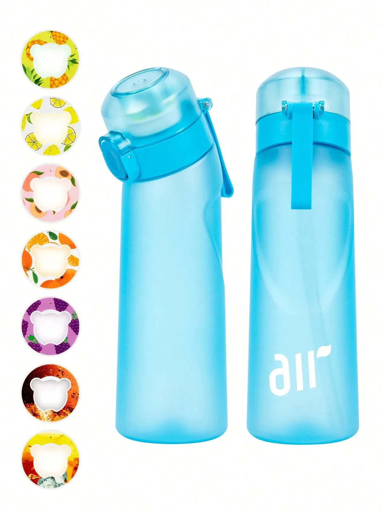 Bouteille d'eau portable transparente avec paille anti-fuite et dosette de saveur aléatoire, adaptée aux sports de plein air 15