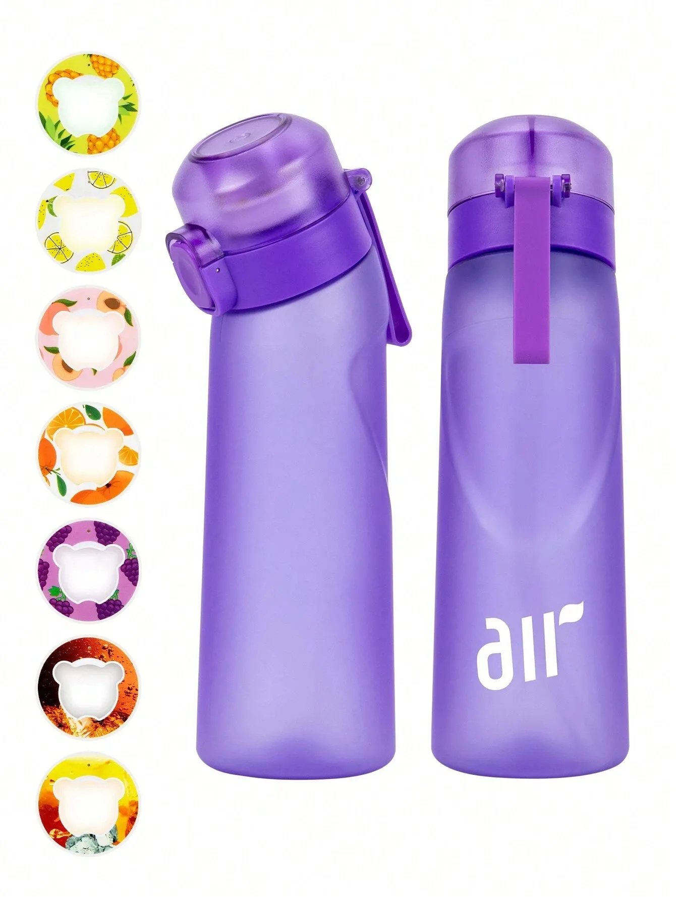 Bouteille d'eau portable transparente avec paille anti-fuite et dosette de saveur aléatoire, adaptée aux sports de plein air 8