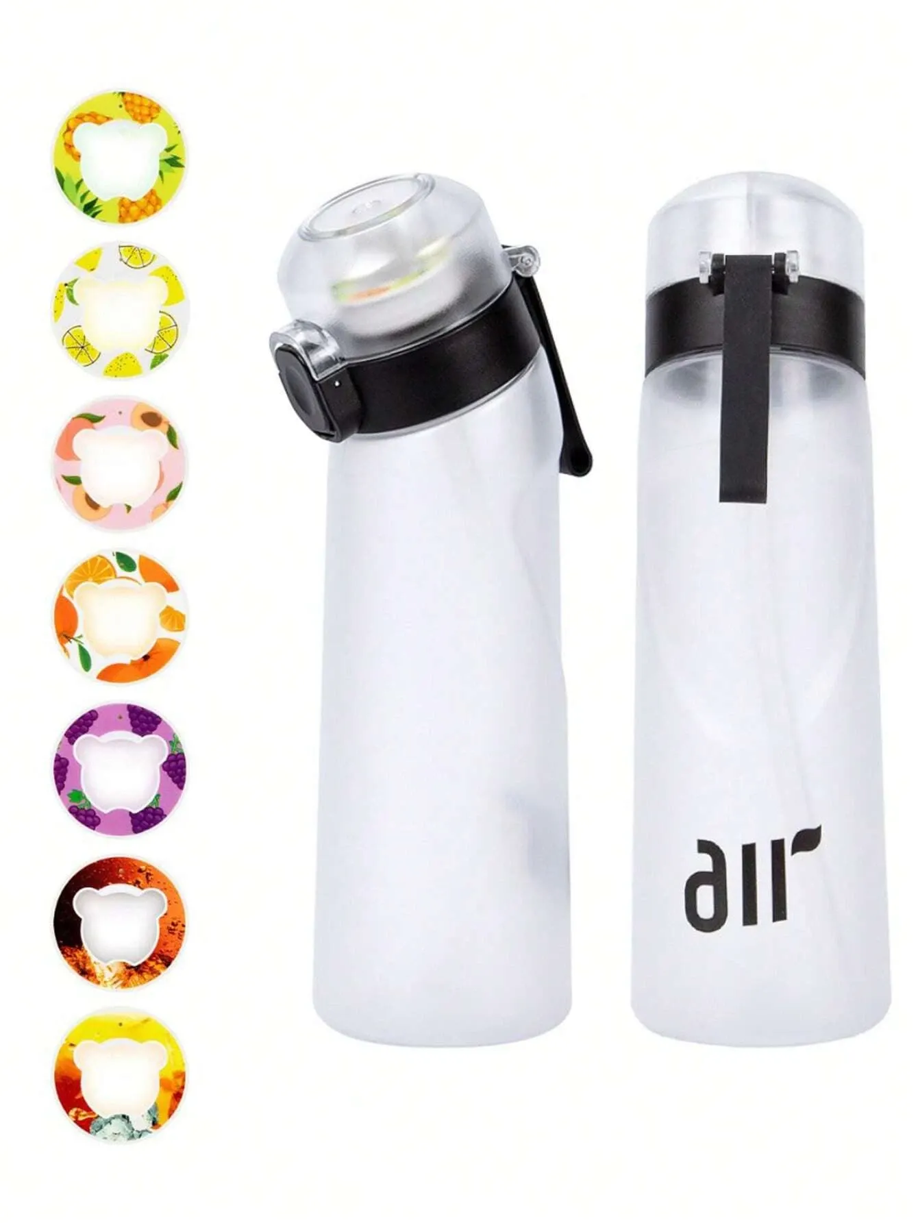 Bouteille d'eau portable transparente avec paille anti-fuite et dosette de saveur aléatoire, adaptée aux sports de plein air 10