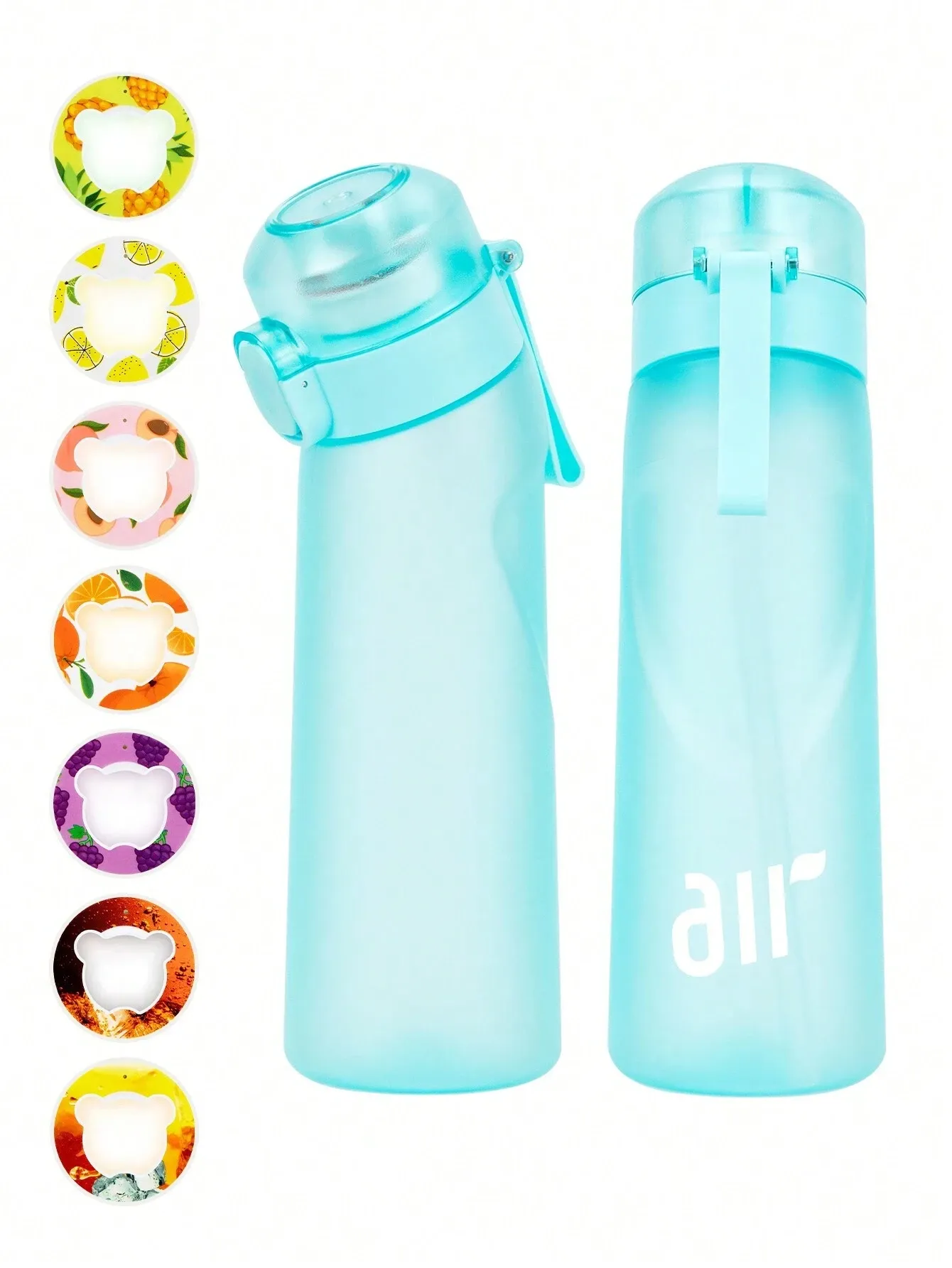 Bouteille d'eau portable transparente avec paille anti-fuite et dosette de saveur aléatoire, adaptée aux sports de plein air 9