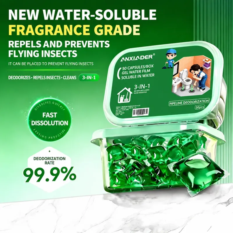 Désodorisant et nettoyant pour égouts, soluble dans l'eau, 50 capsules 2