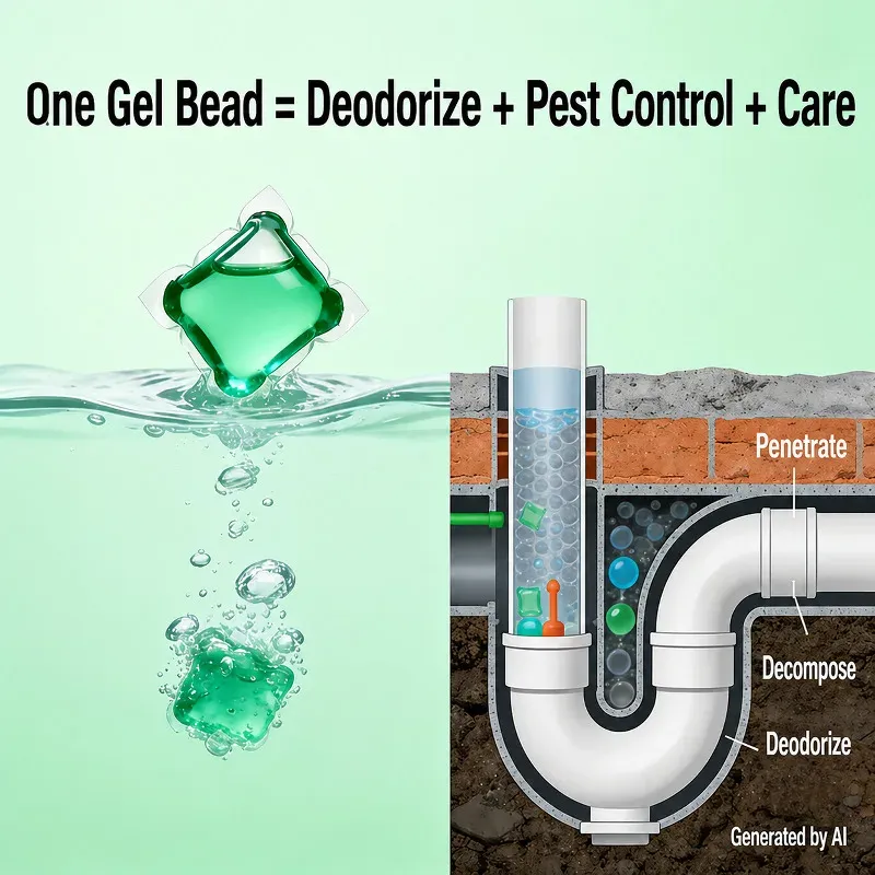 Désodorisant et nettoyant pour égouts, soluble dans l'eau, 50 capsules 4