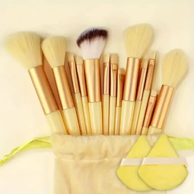 Ensemble de pinceaux de maquillage ultra-doux : fond de teint, poudre, correcteur et Kabuki 14
