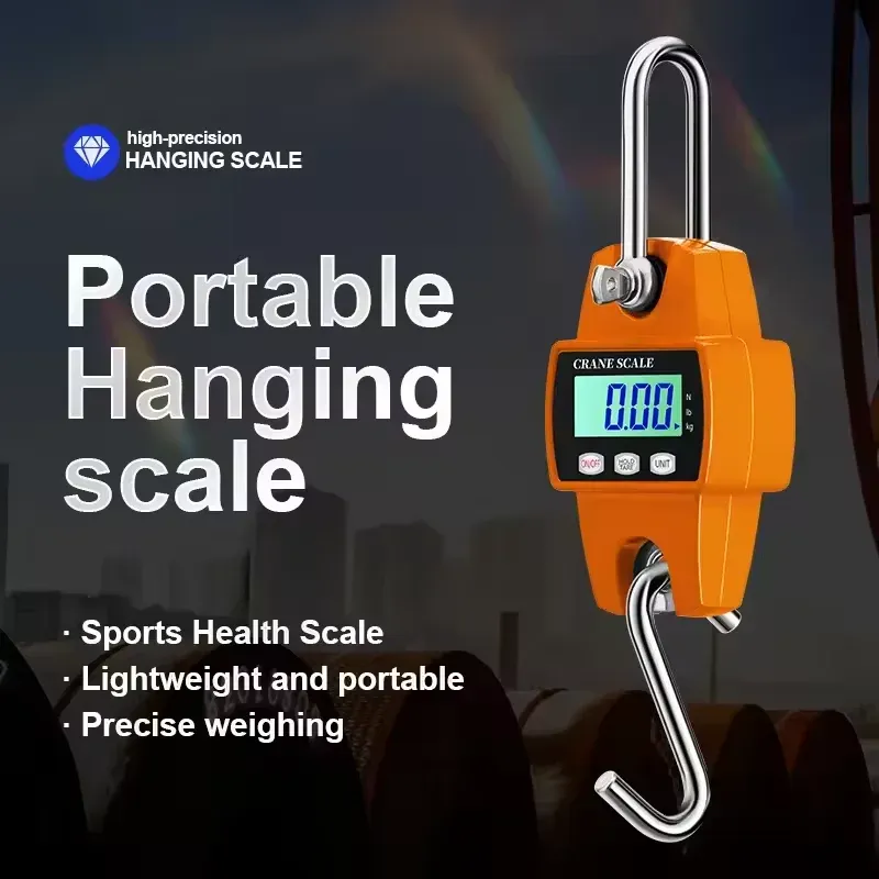 Balance numérique suspendue multifonction 200/300 kg avec écran LCD, pèse-bagages portable pour valises, pêche, vélo et contrôles de charge industriels 2