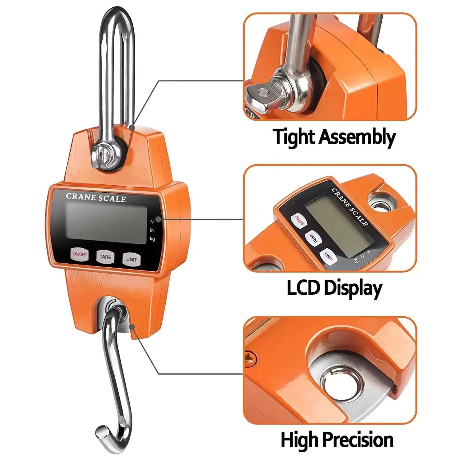 Balance numérique suspendue multifonction 200/300 kg avec écran LCD, pèse-bagages portable pour valises, pêche, vélo et contrôles de charge industriels 4