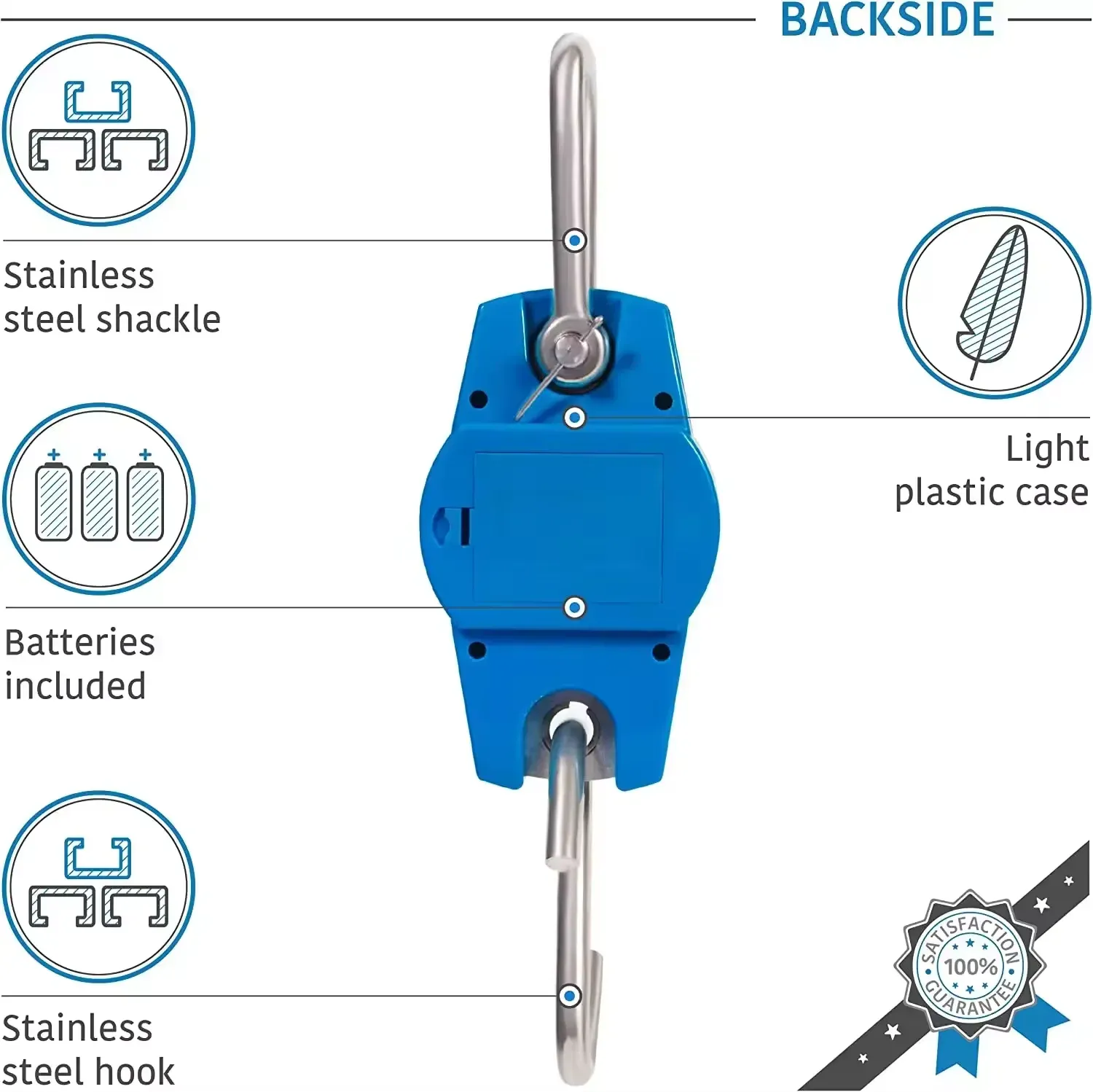 Balance numérique suspendue multifonction 200/300 kg avec écran LCD, pèse-bagages portable pour valises, pêche, vélo et contrôles de charge industriels 6