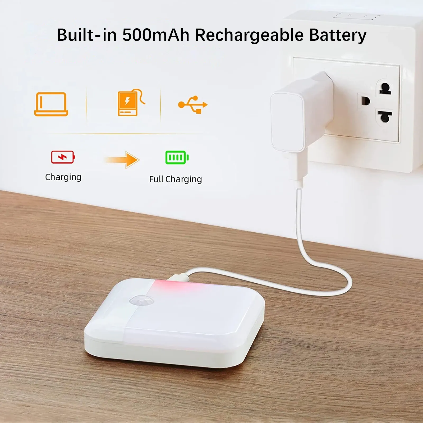 Veilleuse LED sans fil rechargeable à capteur de mouvement, applique murale pour escaliers, placard, cuisine, toilettes et camping 3