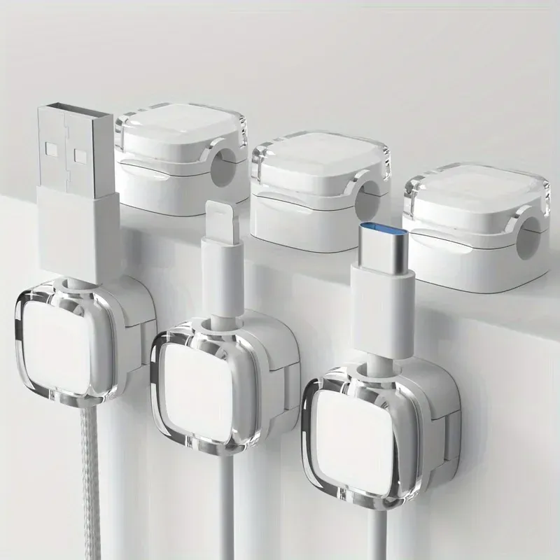 NNBILI 6 pièces Clips magnétiques de gestion de câbles, organisateurs de cordons multicolores, crochets muraux et de bureau pour câbles de données et chargeurs de téléphone 11