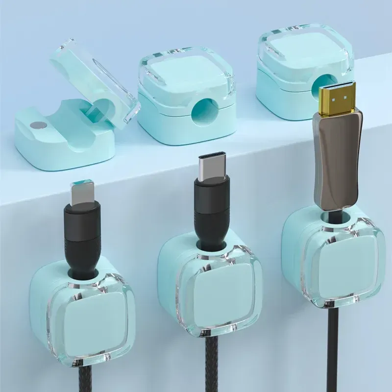 NNBILI 6 pièces Clips magnétiques de gestion de câbles, organisateurs de cordons multicolores, crochets muraux et de bureau pour câbles de données et chargeurs de téléphone 10