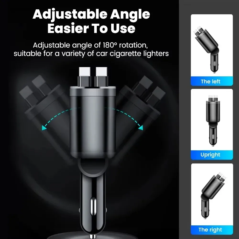KEBIDUMEI – Chargeur de voiture rétractable 150 W 5 en 1 à charge rapide, adaptateur allume-cigare USB compatible iPhone et Samsung 2