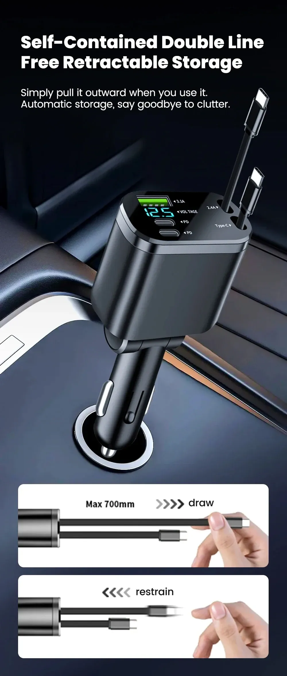 Chargeur de voiture KEBIDUMEI en situation