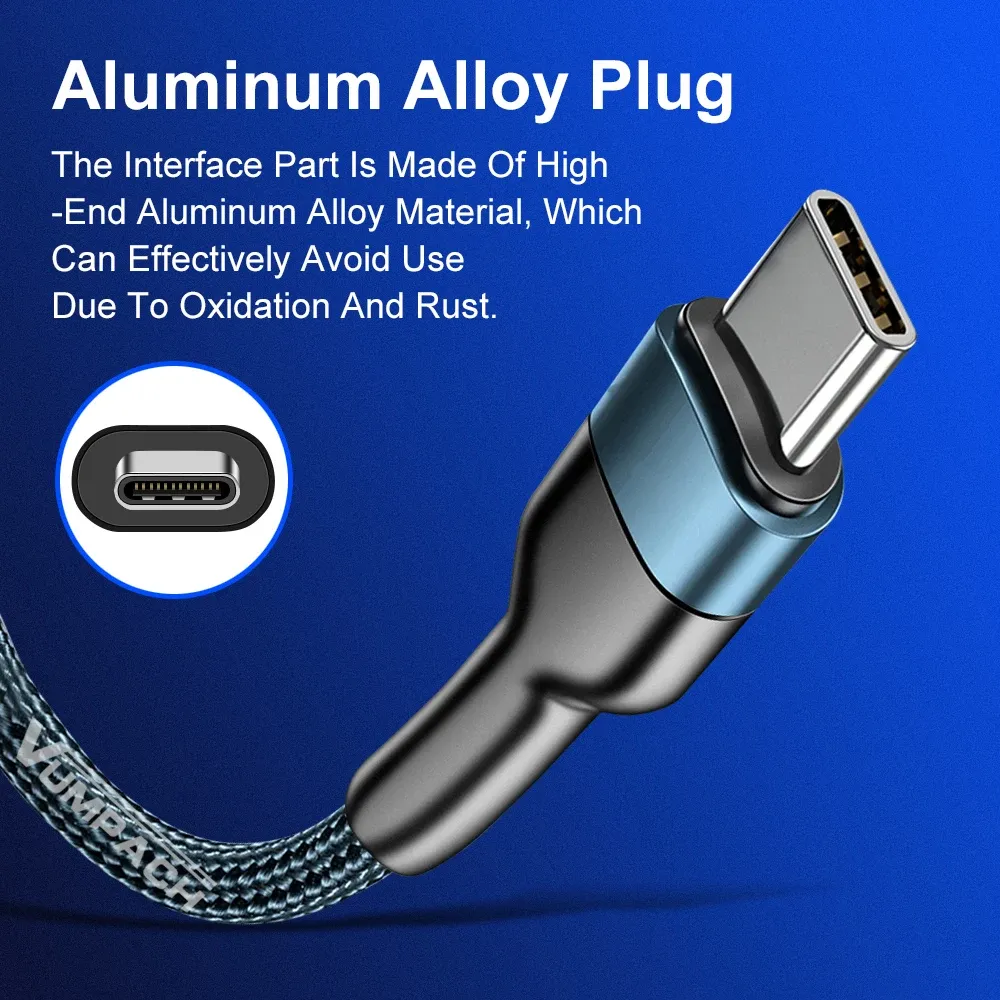 Câble USB-C Vumpach à charge rapide, câble de données, chargeur USB-C pour Samsung S21, S20, A51, Xiaomi Mi 10, Redmi Note 9S, 8 2