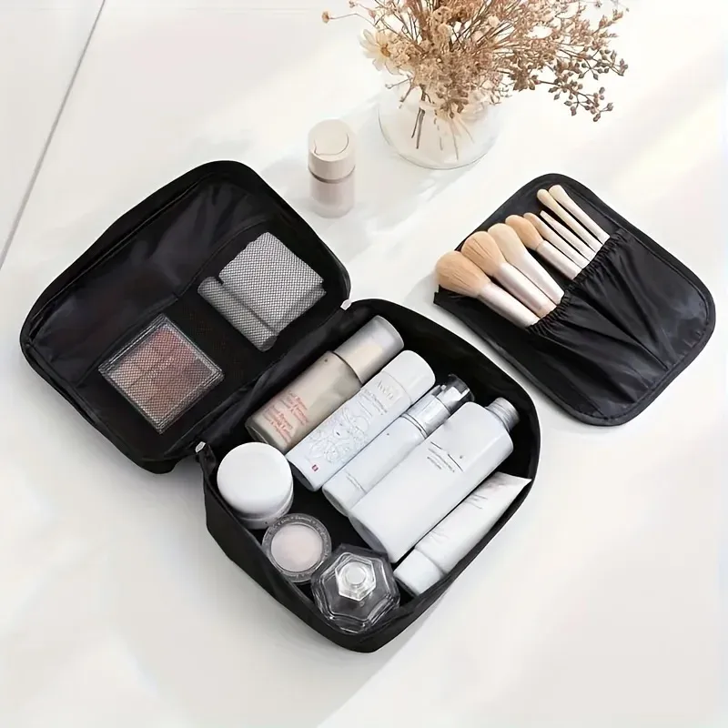 Trousse de toilette et de maquillage de voyage à plusieurs compartiments 9
