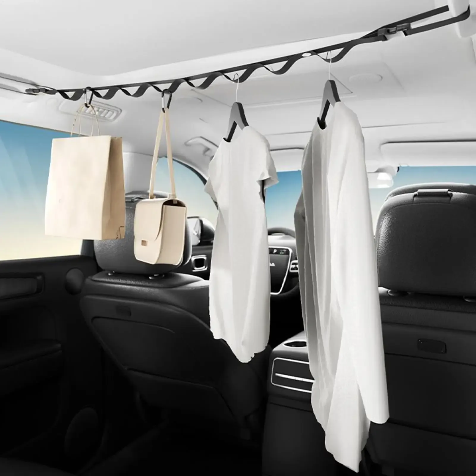 Corde à linge portable pour voiture, grande capacité, cintre de rangement réglable pour voyage - Image 1
