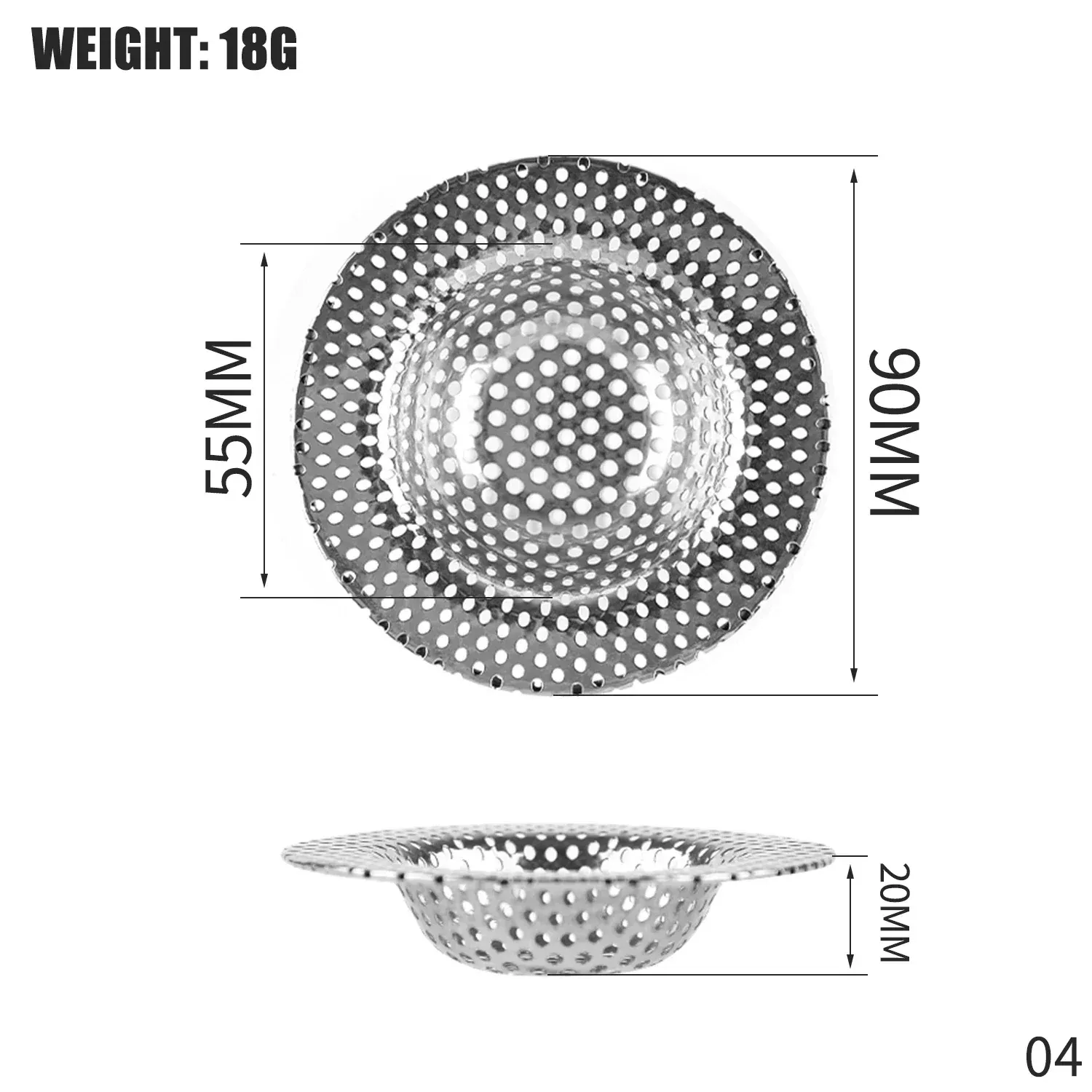 Filtre d'évier, détail de la grille