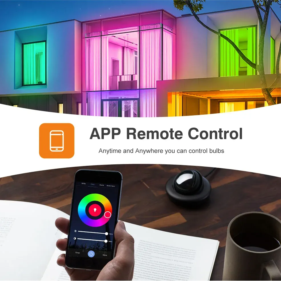 Ampoule LED intelligente E27 RGB Tuya Wi-Fi/Bluetooth compatible Alexa et Google Assistant, 110V-220V 4