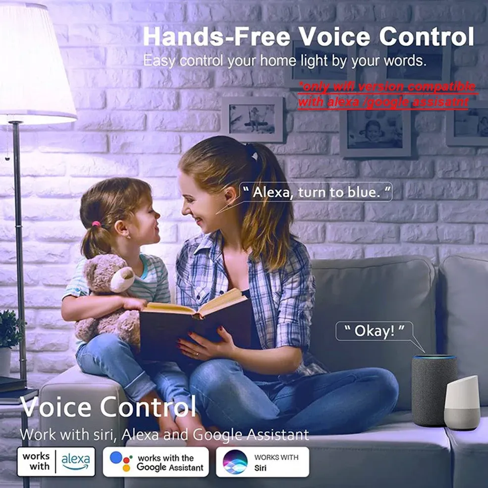 Ampoule LED RGB connectée allumée