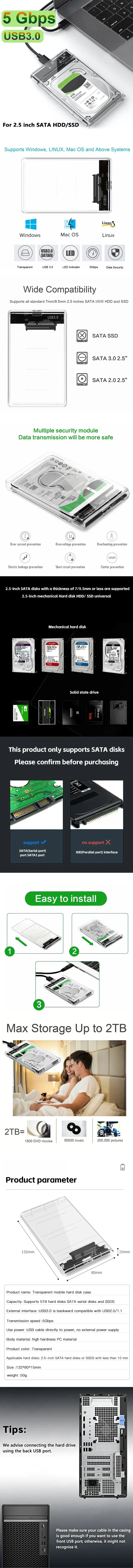 Détails du boîtier de disque dur externe