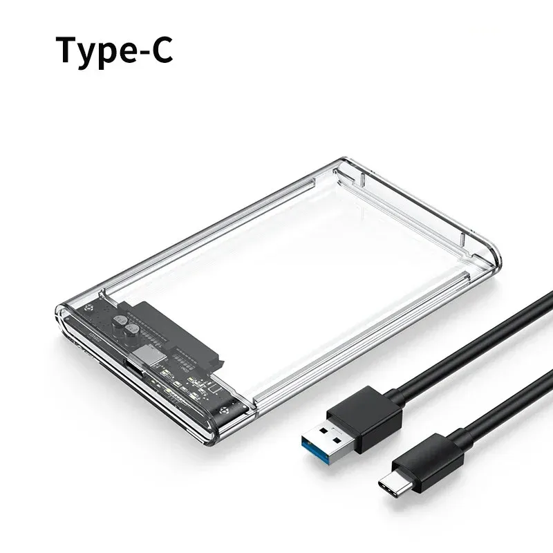 Boîtier de disque dur externe USB 3.0 2,5 pouces, transparent, compatible SATA HDD et SSD 7