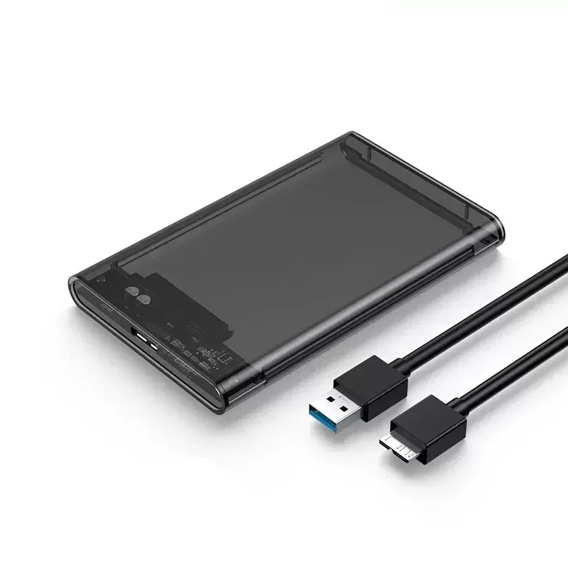 Boîtier de disque dur externe USB 3.0 2,5 pouces, transparent, compatible SATA HDD et SSD 10