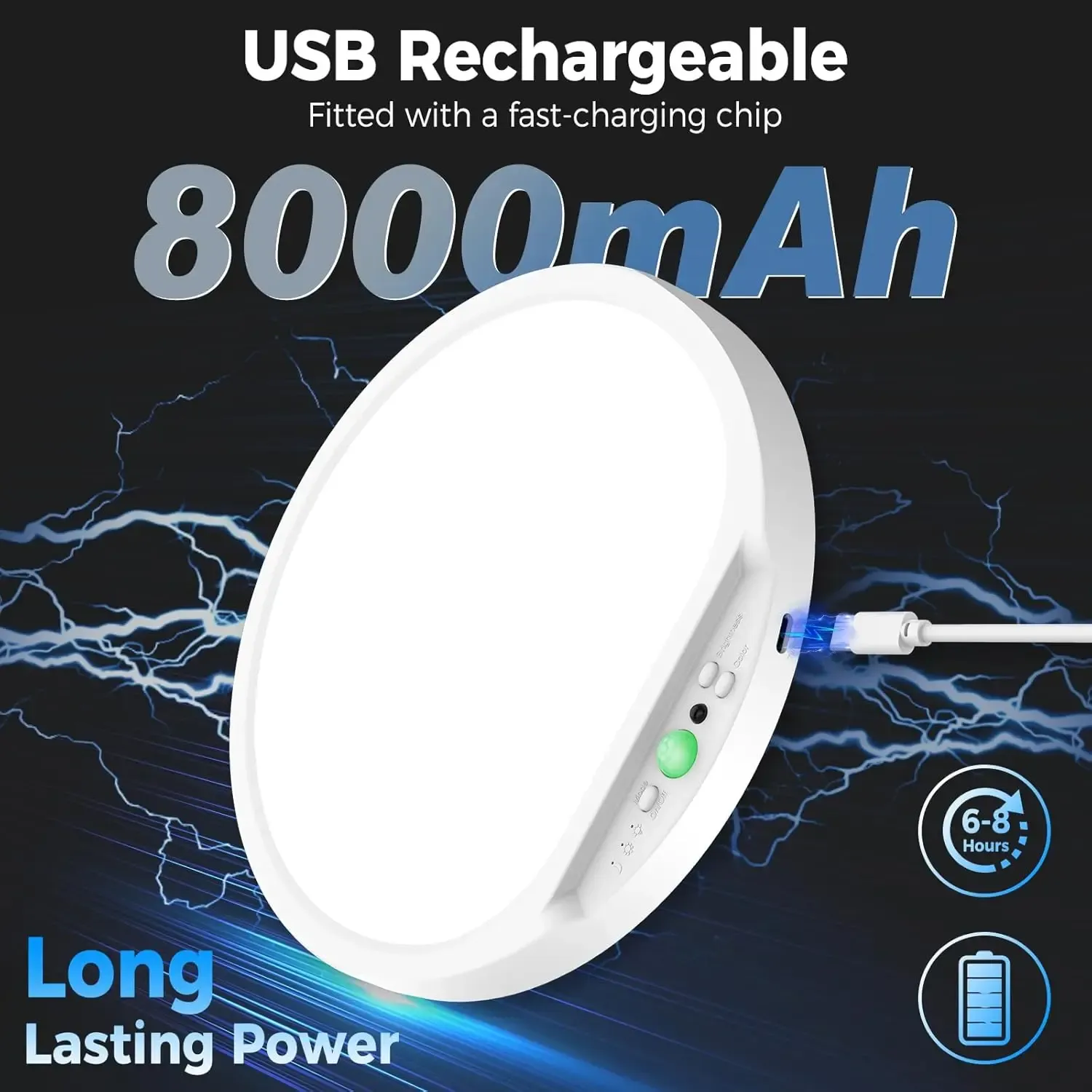Plafonnier rechargeable à détecteur de mouvement avec télécommande, plafonnier magnétique sans fil 5 couleurs à piles, à intensité variable, avec minuterie 2