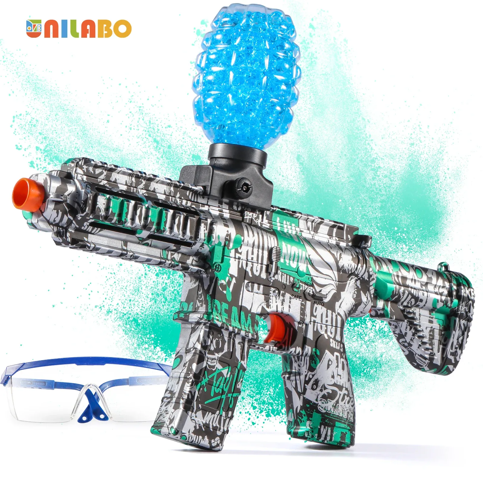 Pistolet à billes électrique M416 haute vitesse, finition métallique, rechargeable, pour jeux en plein air et fêtes (billes non incluses) 5