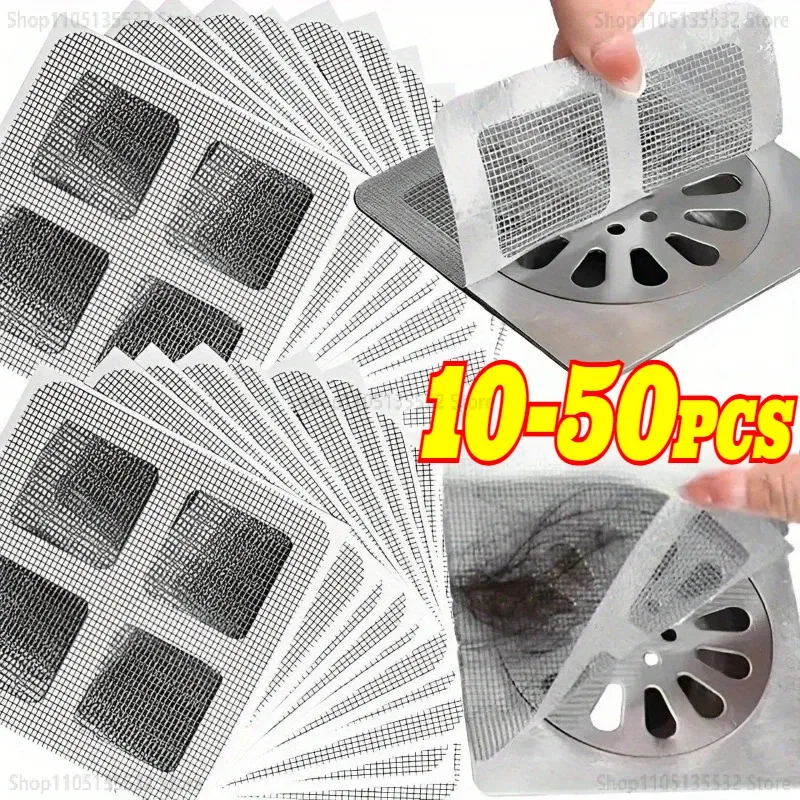 Filtre à cheveux jetable en maille à coller pour siphon de sol de douche, lot de 10, 20 ou 30