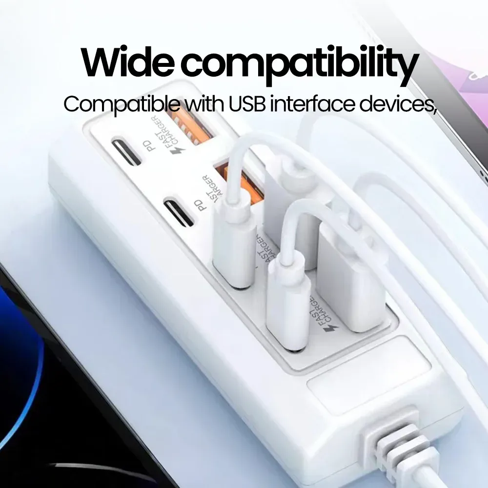 Prise électrique USB 8 en 1, 25 W à charge rapide 3