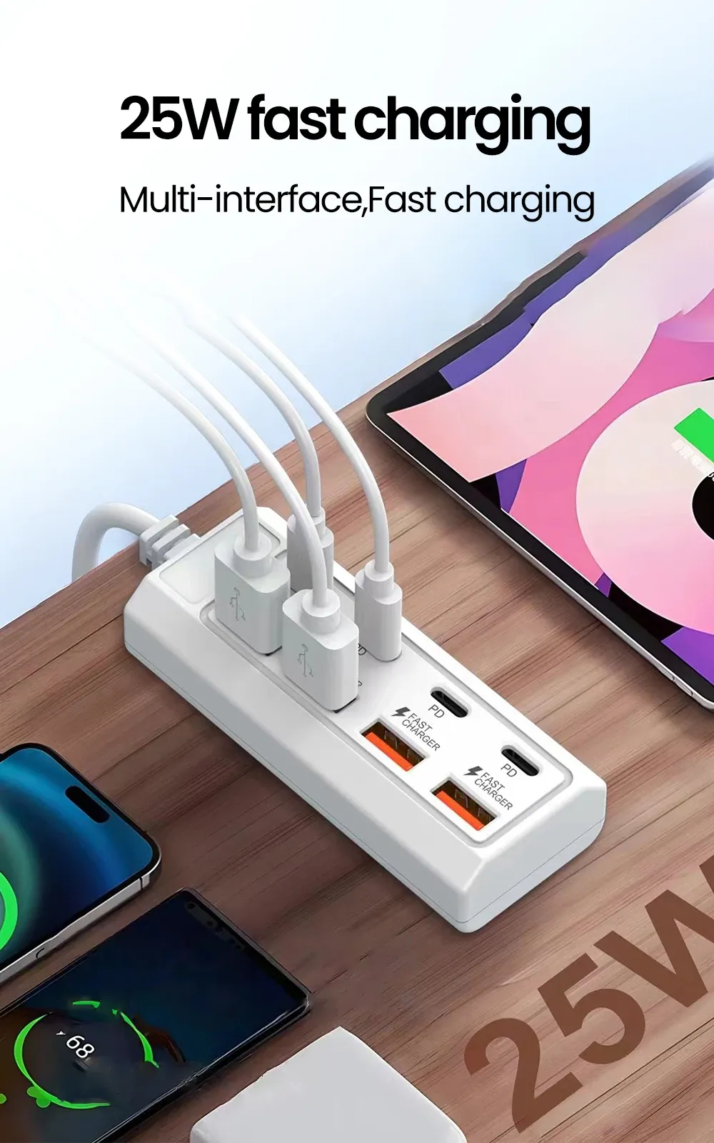 Multiprise USB 8 en 1 en situation d'utilisation