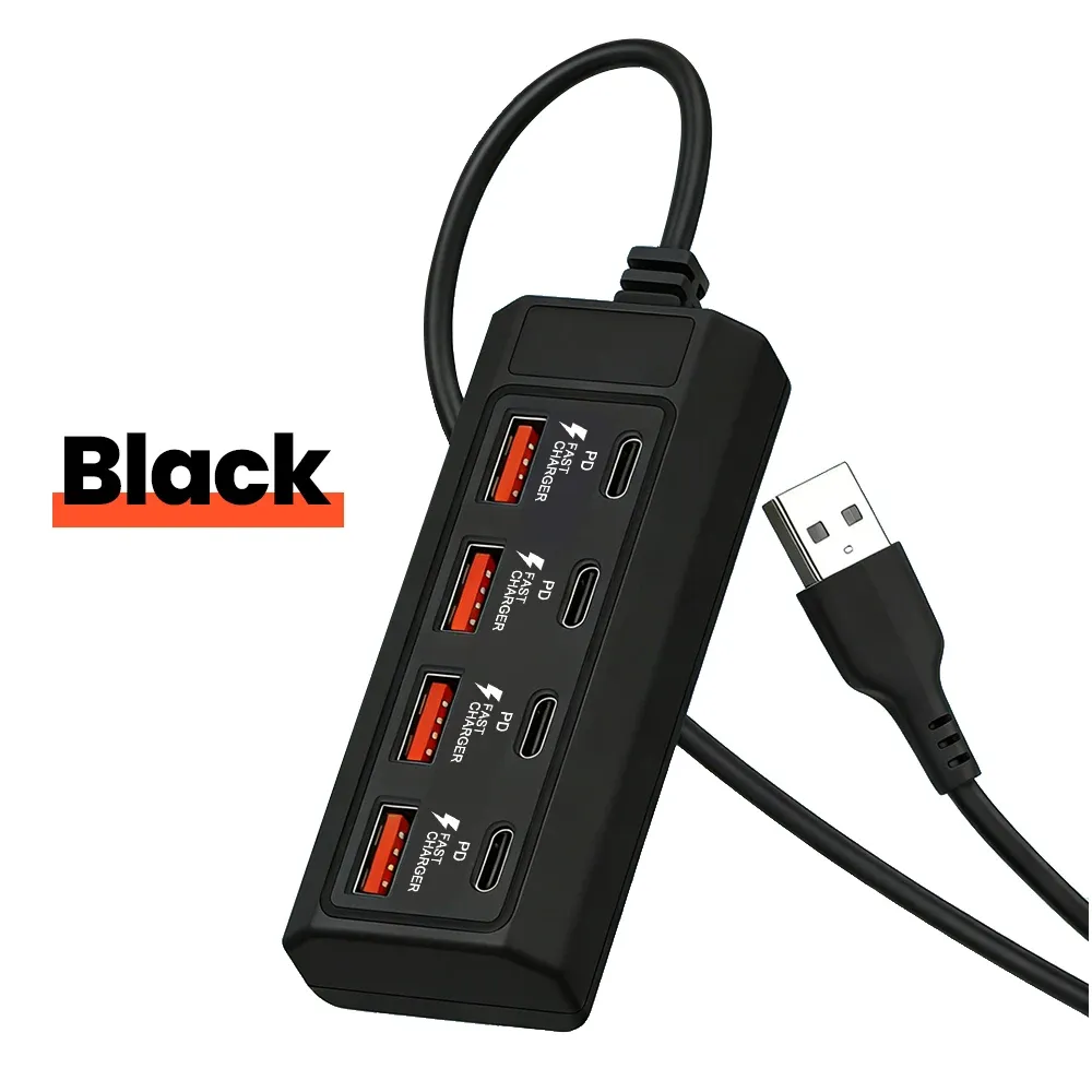 Prise électrique USB 8 en 1, 25 W à charge rapide 8
