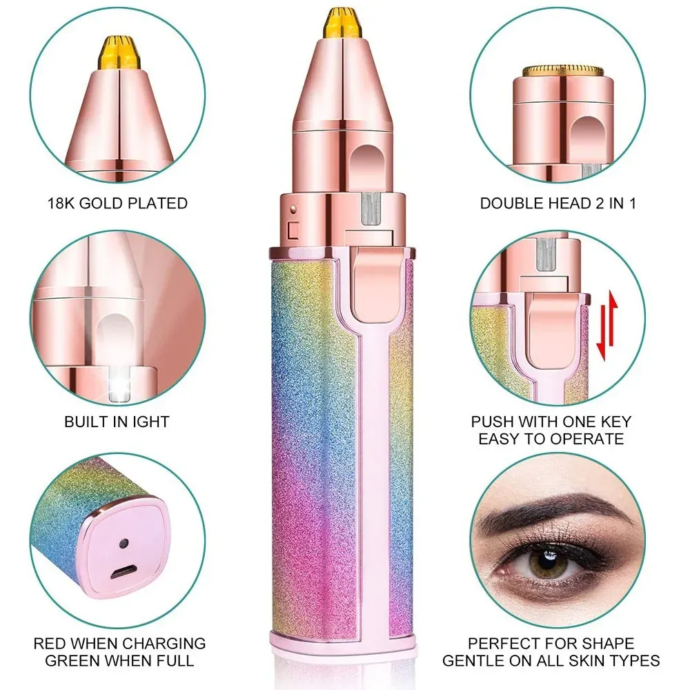 Rasoir électrique 2 en 1 pour femmes : épilation faciale et rasoir à sourcils indolore 2
