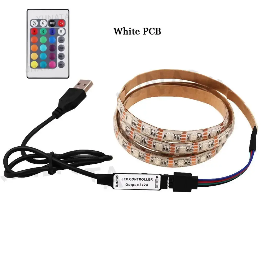Bande LED RGB USB 5 V 5050 avec télécommande 24 ou 44 touches, flexible et étanche, rétroéclairage TV 10