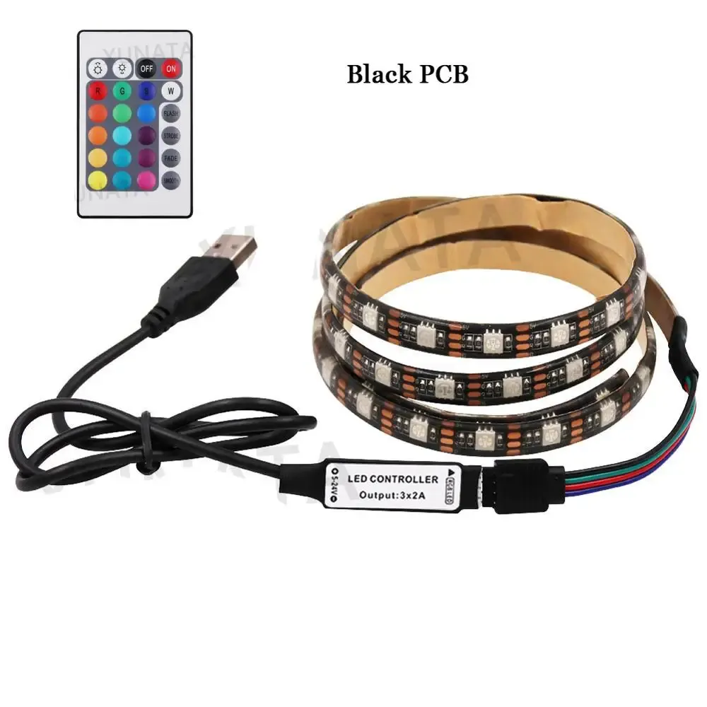 Bande LED RGB USB 5 V 5050 avec télécommande 24 ou 44 touches, flexible et étanche, rétroéclairage TV 8