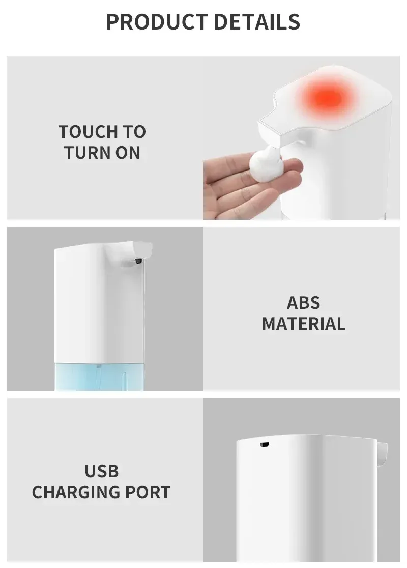 Distributeur de savon moussant automatique sans contact à induction pour la maison, l'hôtel et la salle de bain 4