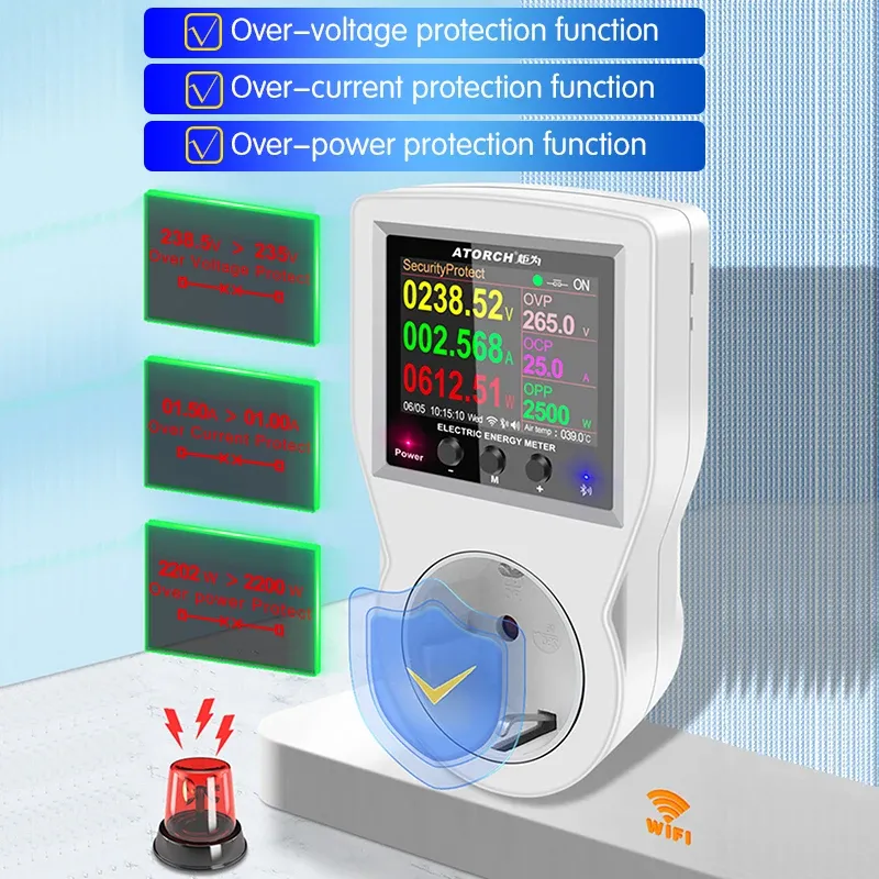Prise intelligente Tuya WiFi 16 A, 85-265 V, avec wattmètre numérique et compteur d'énergie (kWh) 2