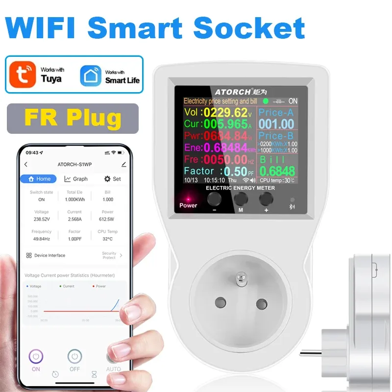 Prise intelligente Tuya WiFi 16 A, 85-265 V, avec wattmètre numérique et compteur d'énergie (kWh) 7