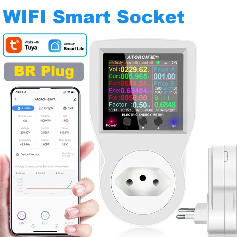 Prise intelligente Tuya WiFi 16 A, 85-265 V, avec wattmètre numérique et compteur d'énergie (kWh) 9