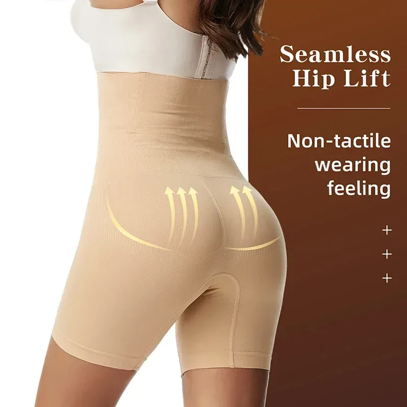 Culotte gainante sans couture pour femme, taille haute, effet minceur et maintien du ventre 4