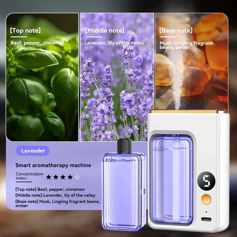 Diffuseur d'huiles essentielles portable à affichage numérique et 5 vitesses de pulvérisation 11