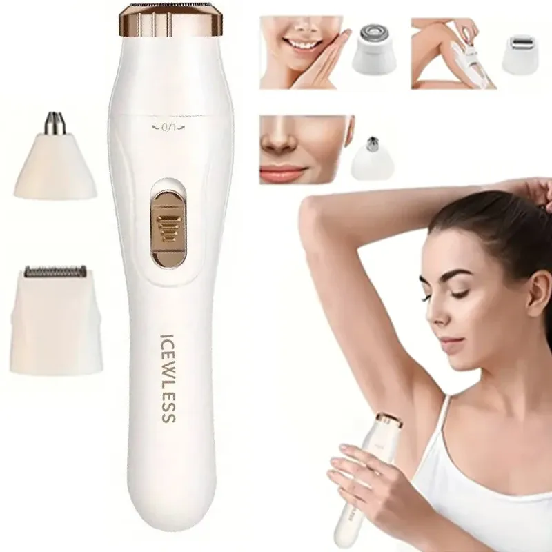 Rasoir multifonction 3-en-1 rechargeable par USB pour femmes : épilation des aisselles, tondeuse à sourcils et à poils du nez 1