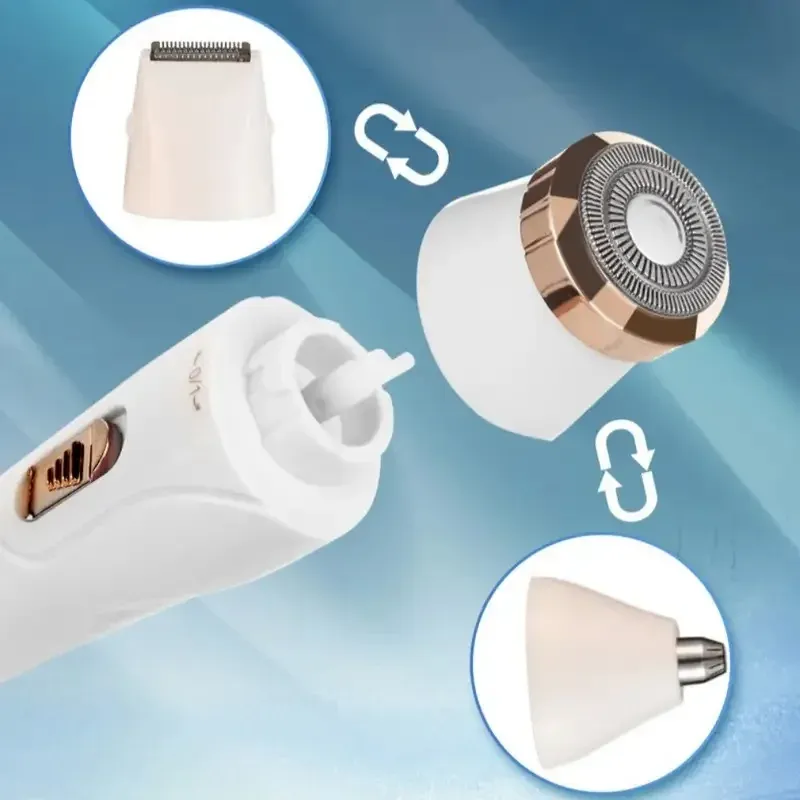 Rasoir multifonction 3-en-1 rechargeable par USB pour femmes : épilation des aisselles, tondeuse à sourcils et à poils du nez 4