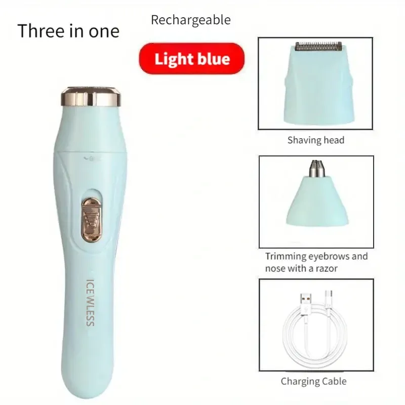 Rasoir multifonction 3-en-1 rechargeable par USB pour femmes : épilation des aisselles, tondeuse à sourcils et à poils du nez 9