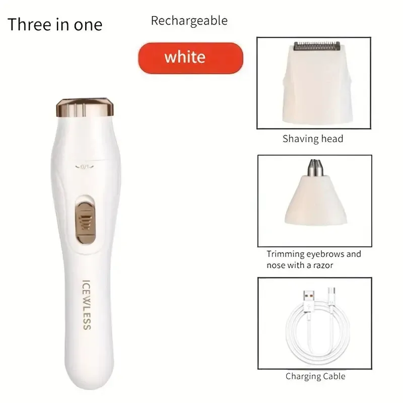 Rasoir multifonction 3-en-1 rechargeable par USB pour femmes : épilation des aisselles, tondeuse à sourcils et à poils du nez 8